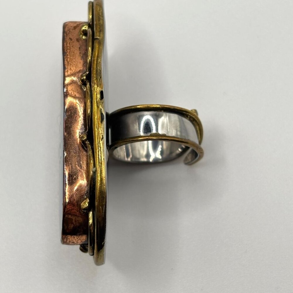 Handcrafted Blue Druzy Agate Statement Ring Mixed… - image 4